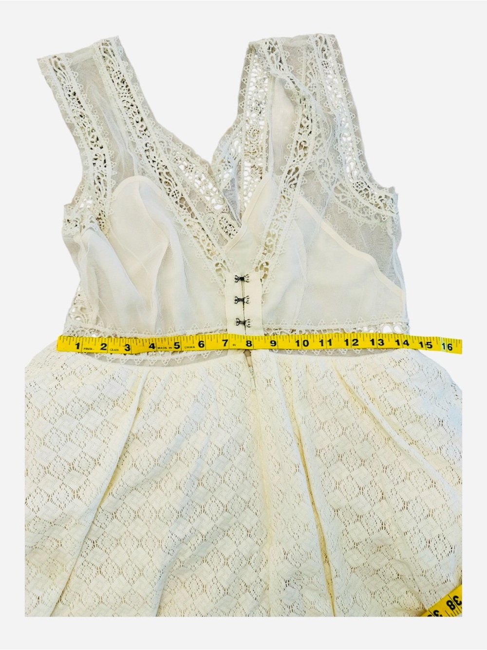 Free People Victoria Ivory Lace Embroidery Mini Dress Womens 10 - Picture 7 of 12